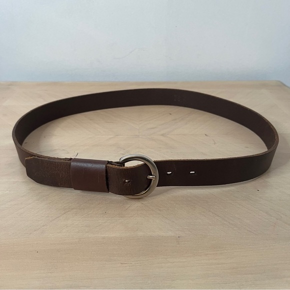 Brazilian Leather Dark Brown Belt Silver Tone Circular Buckle Casual Men's 38 - Picture 6 of 7